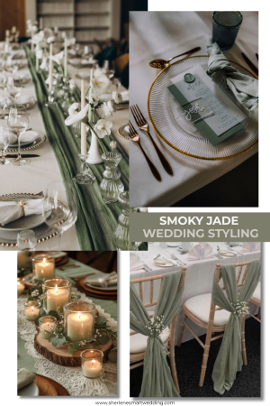 Smoky Jade Wedding Styling Ideas - Elegant Green & Neutral Decor Inspiration